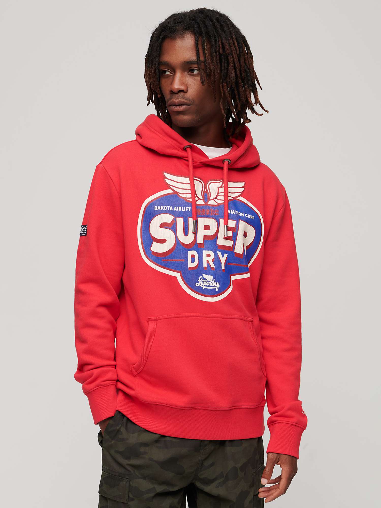 Buy Superdry Workwear Logo Graphic Hoodie, Soda Pop Red Online at johnlewis.com
