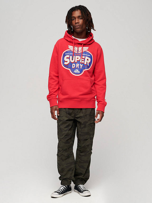 Superdry Workwear Logo Graphic Hoodie, Soda Pop Red