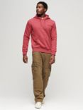 Superdry Organic Cotton Essential Logo Hoodie, Berry Red Marl