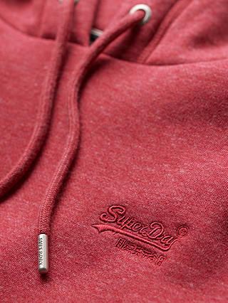 Superdry Organic Cotton Essential Logo Hoodie, Berry Red Marl