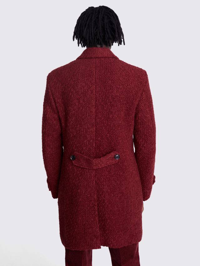 Moss Wool Blend Boucle Coat Red XS