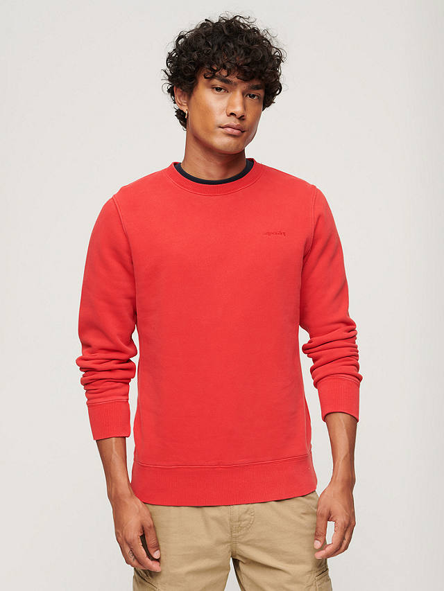 Superdry Vintage washed Cotton Sweatshirt, Varsity Red at John Lewis ...