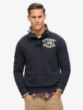 Superdry Vintage Athletic Henley Jumper, Eclipse Navy