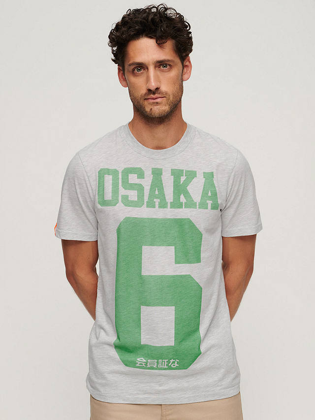 Superdry Osaka 6 Mono Standard T-Shirt, Glacier Grey Marl