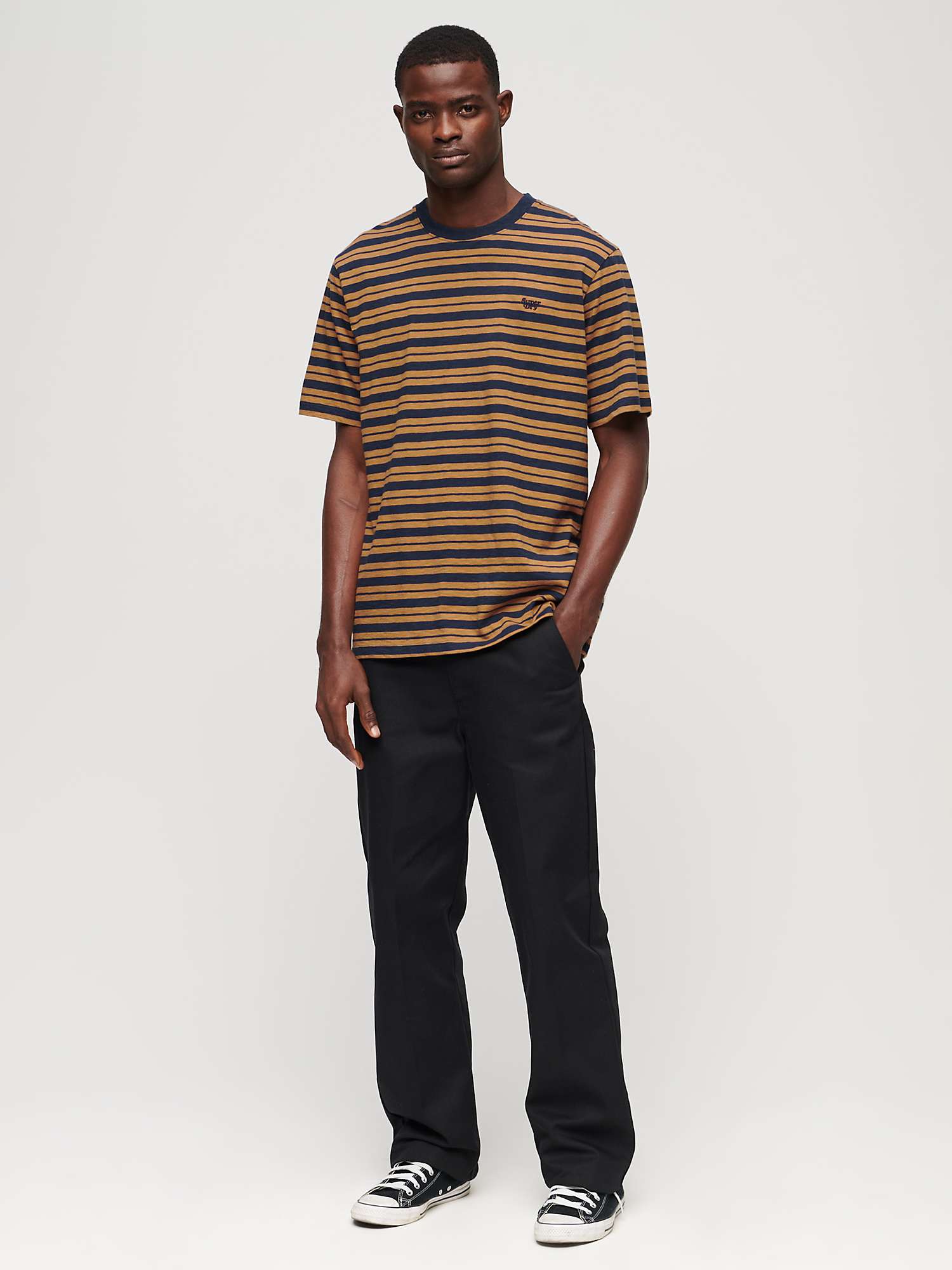 Superdry Relaxed Stripe T-Shirt, Camel Stripe at John Lewis & Partners