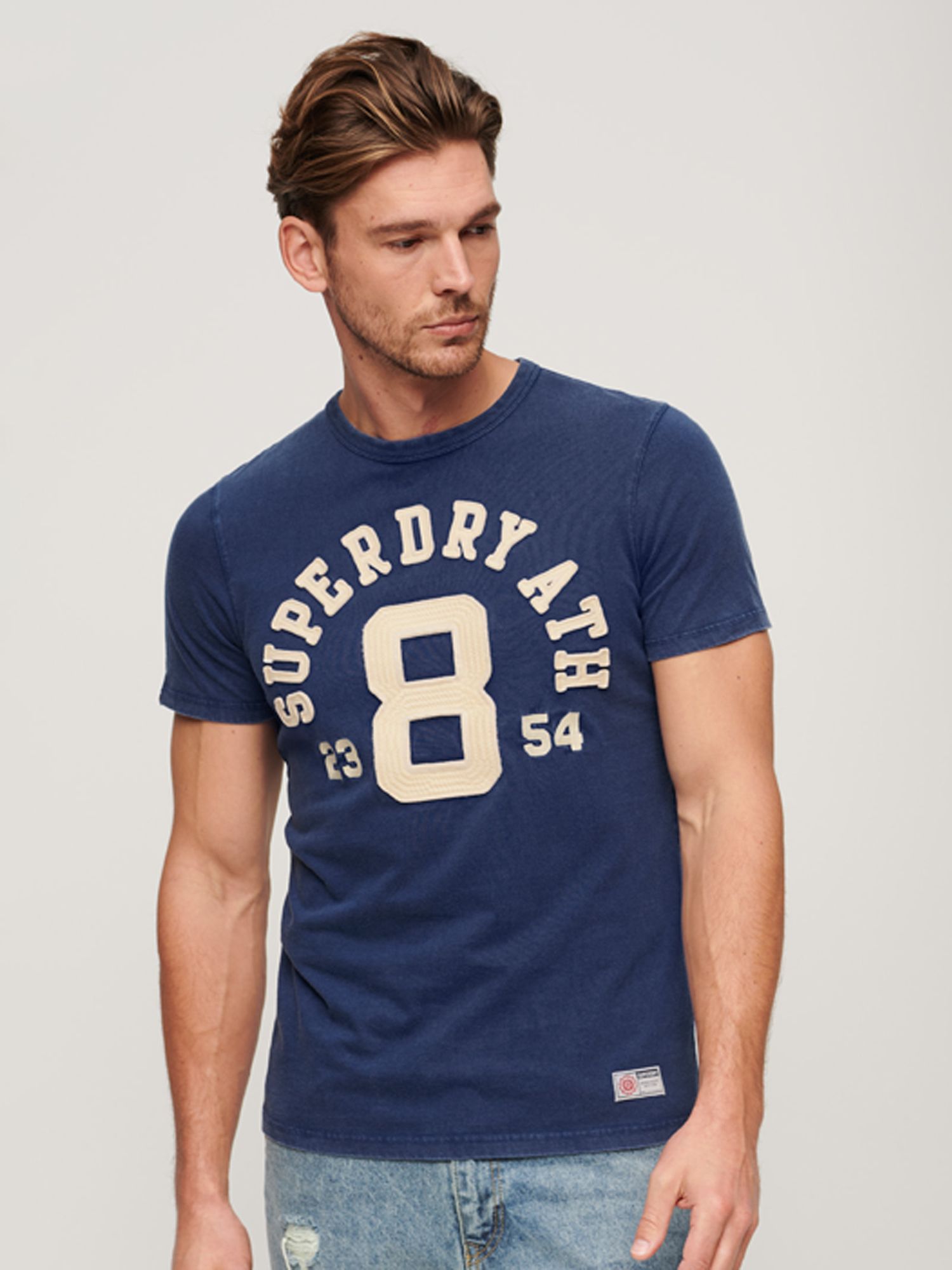 Superdry Cotton Logo Embroidered T-Shirt, Supermarine Navy, XL