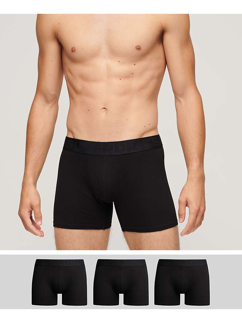 Buy Superdry Organic Cotton Blend Boxers, Pack of 3, Black Online at johnlewis.com