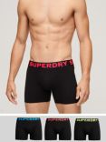 Superdry Organic Cotton Boxers, Pack of 3, Black/Neon