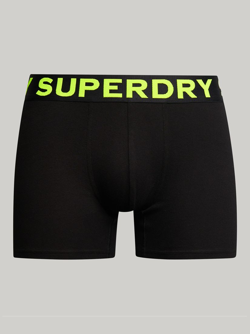 Superdry Organic Cotton Boxers, Pack of 3, Black/Neon, XL