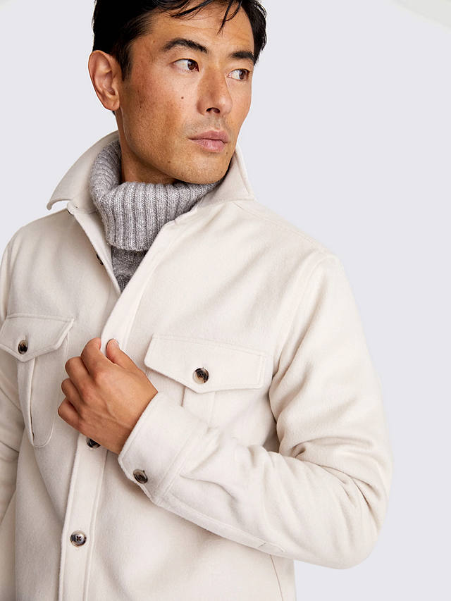 Moss Wool Blend Flannel Overshirt, Off White at John Lewis & Partners