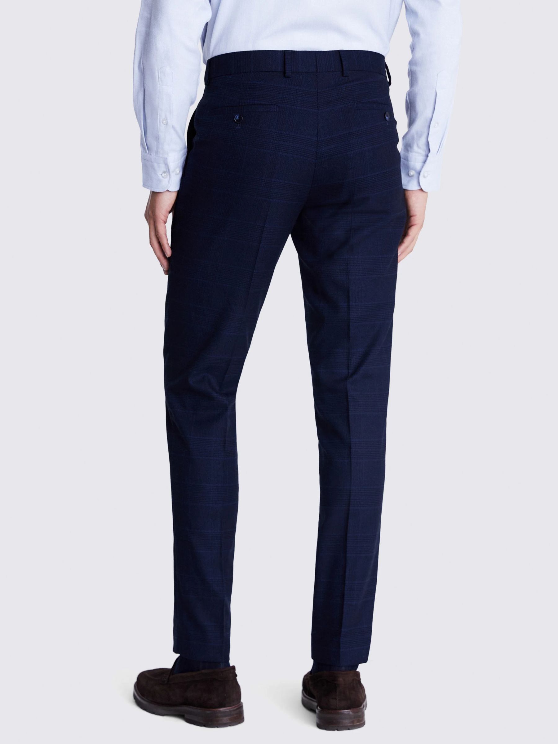 Moss Slim Fit Check Trousers, Ink, 36R