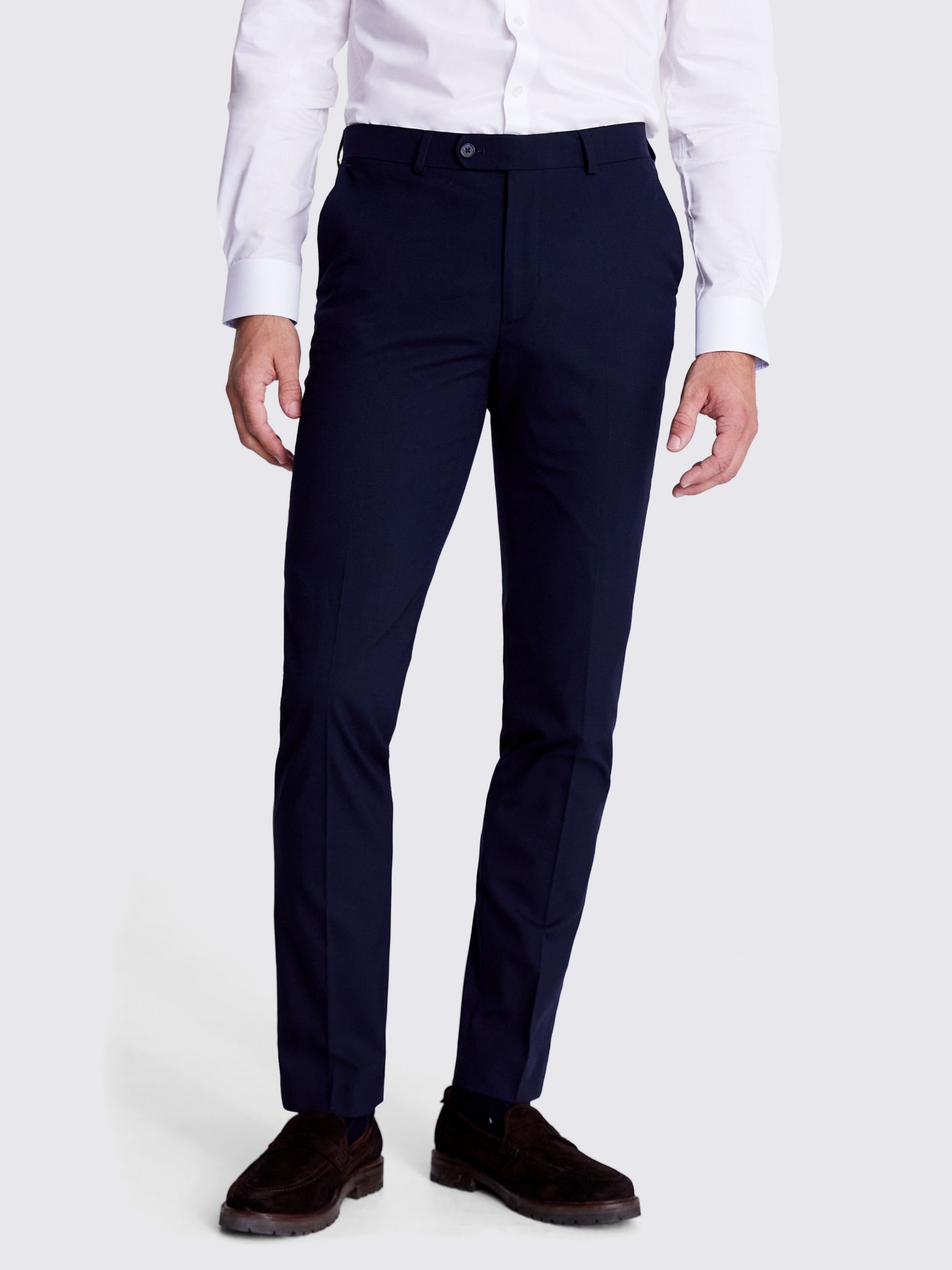 Buy Moss Tailored Fit Trousers, Navy Online at johnlewis.com