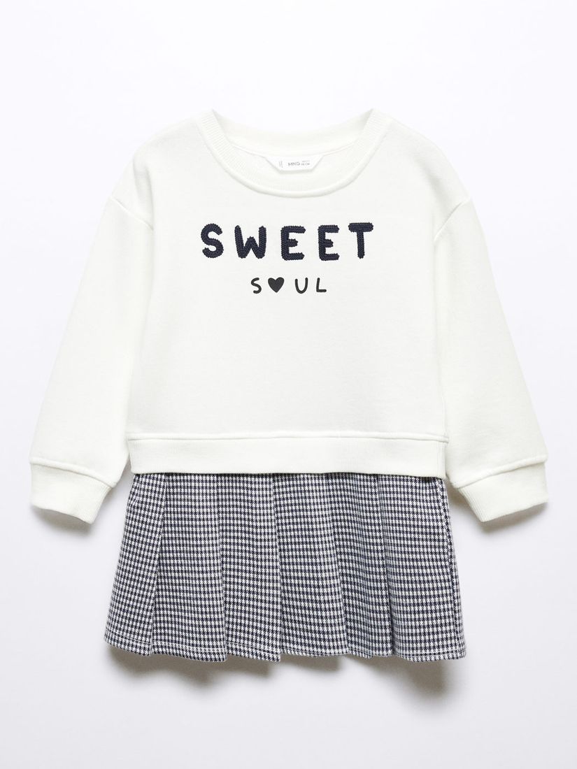 Mango Baby Sweet Soul Sweatshirt Dress, Natural White, 12-18 months