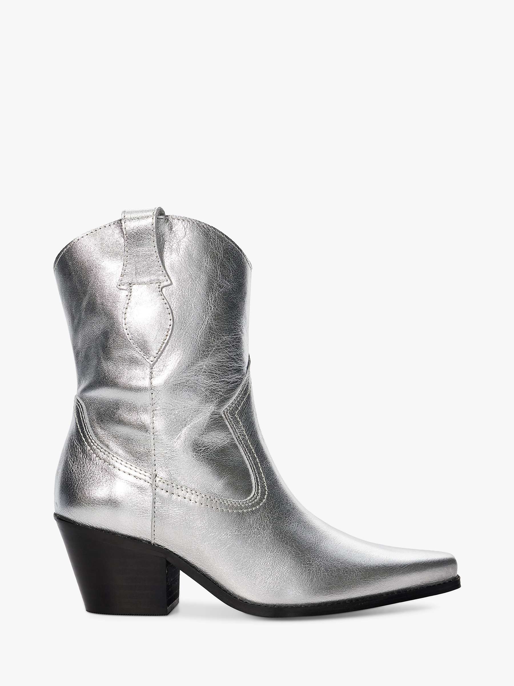 Buy Dune Pardner 2 Leather Cowboy Boots, Silver Online at johnlewis.com