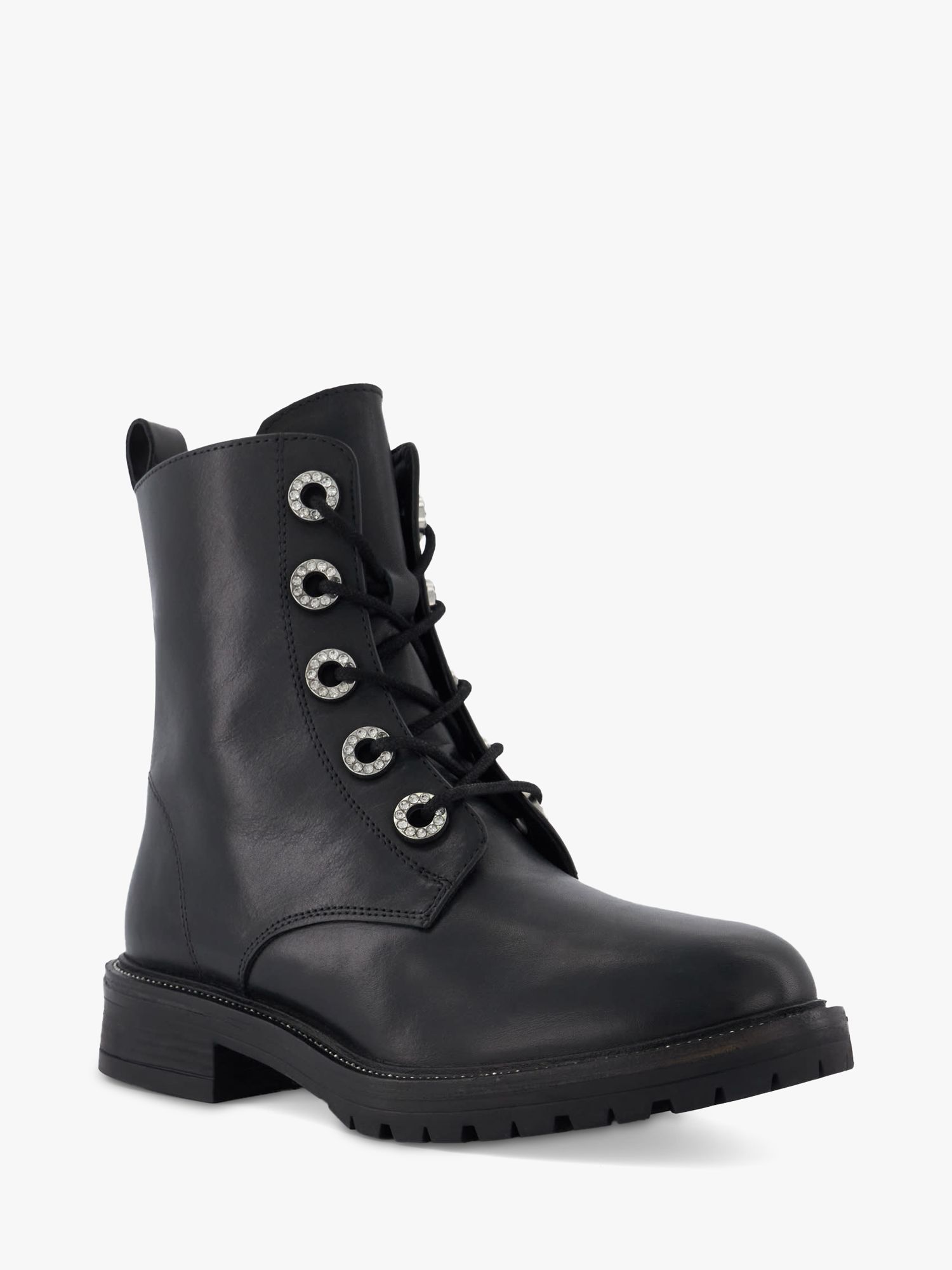 Buy Dune Precious 2 Leather Cleated Ankle Boots, Black Online at johnlewis.com