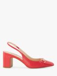 Dune Detailed High Heel Leather Court Shoes, Red