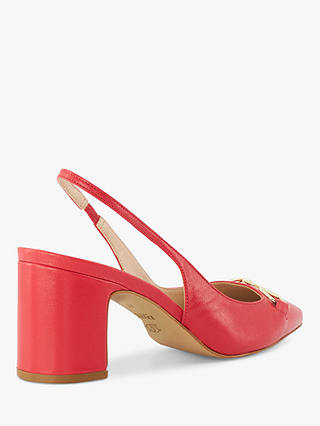 Dune Detailed High Heel Leather Court Shoes, Red