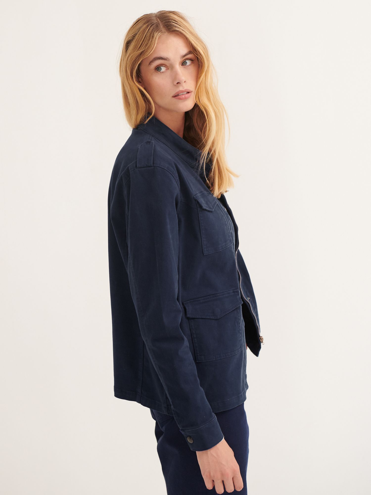 NRBY Monica Cotton Utility Jacket, Navy at John Lewis & Partners