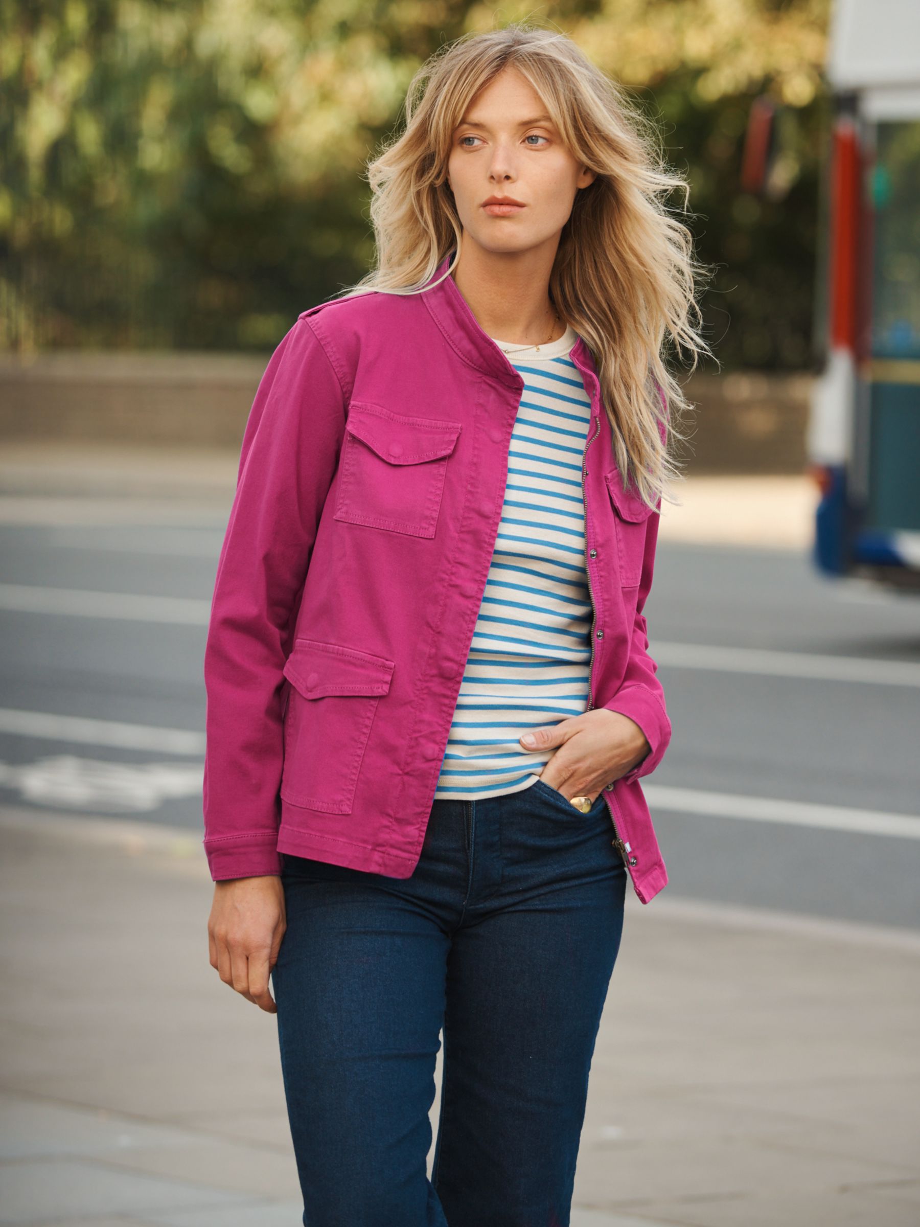 NRBY Monica Cotton Utility Jacket, Hot Pink at John Lewis & Partners
