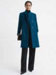 Reiss Mia Wool Blend Tailored Coat, Teal