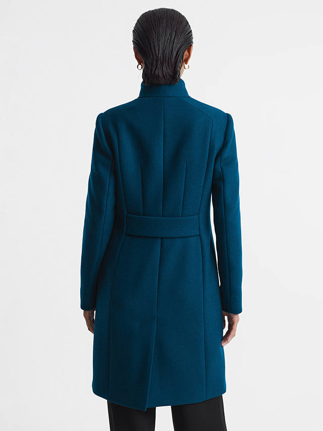 Reiss Mia Wool Blend Tailored Coat, Teal