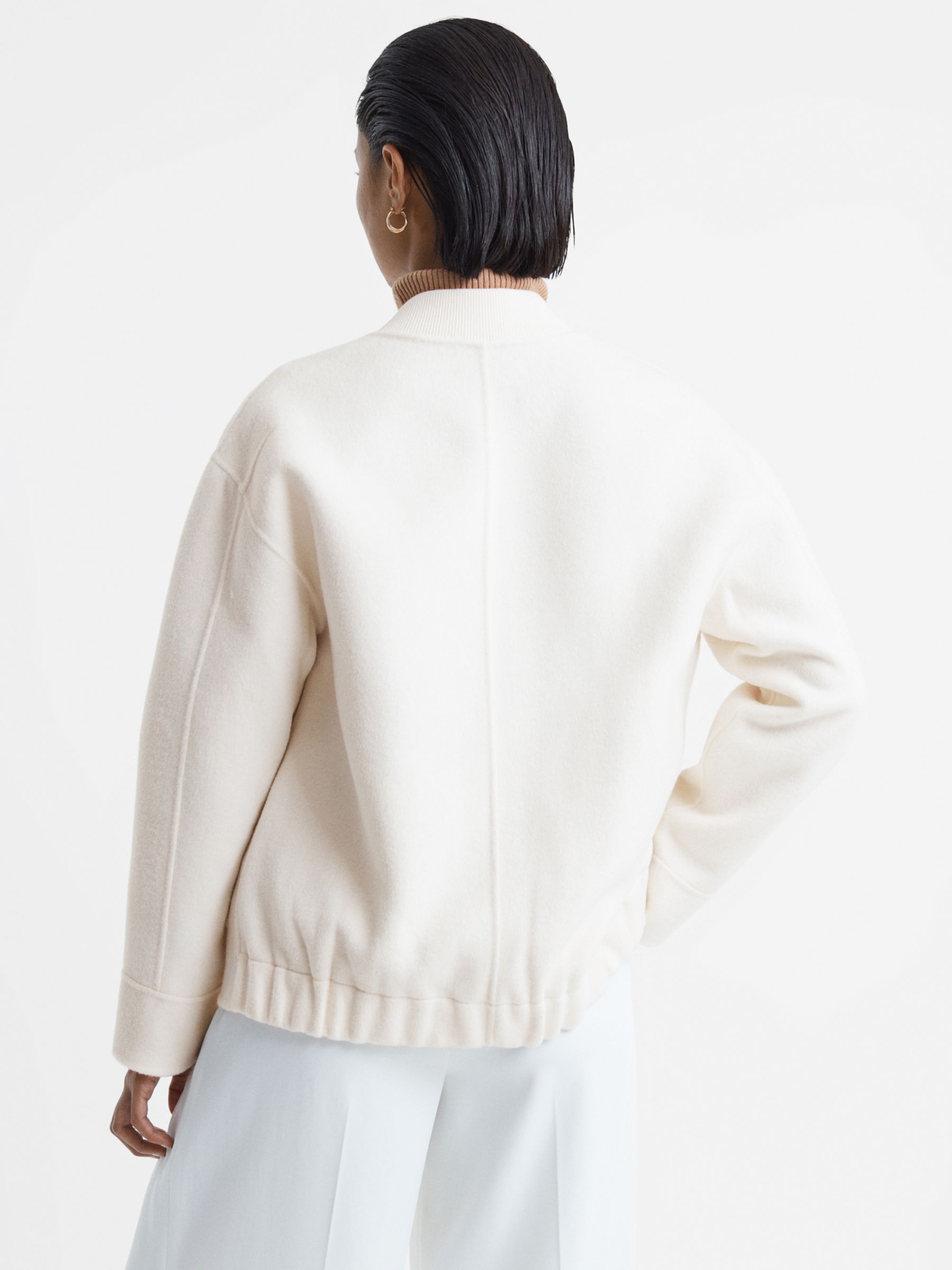 Reiss Immy Wool Blend Bomber Jacket, Cream at John Lewis & Partners