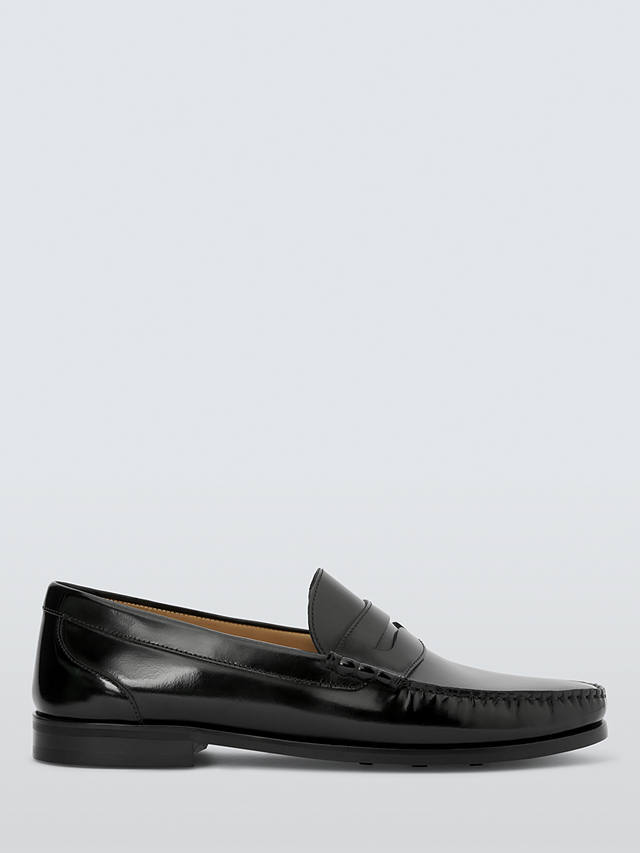 John Lewis Cornell Leather Loafers, Black