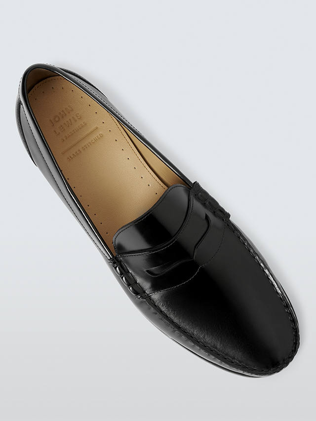 John Lewis Cornell Leather Loafers, Black