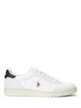 Ralph Lauren Polo Leather Suede Court Trainers, White/Navy