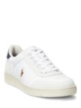 Ralph Lauren Polo Leather Suede Court Trainers, White/Navy