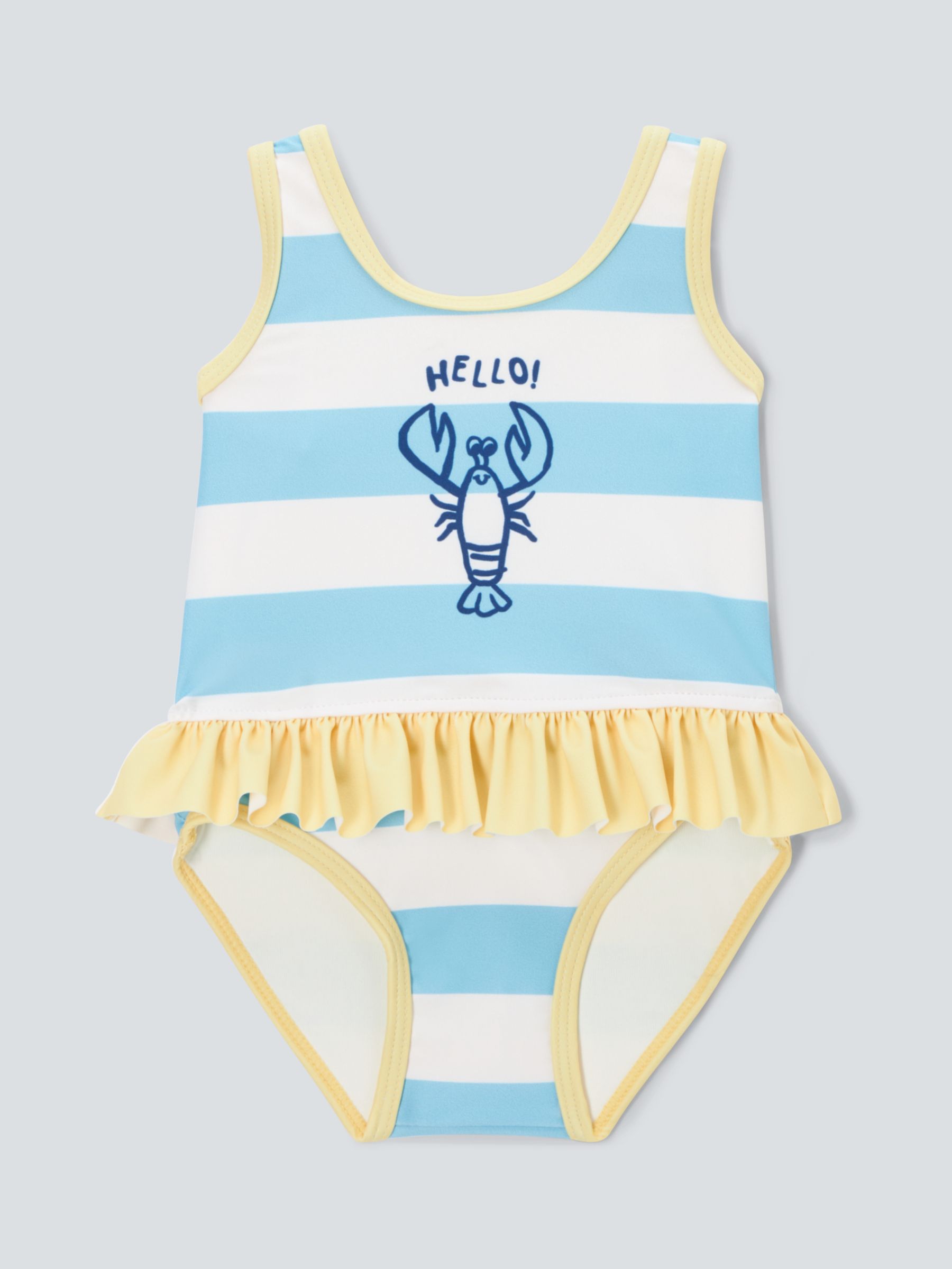 John Lewis ANYDAY Baby Lobster Stripe Swimsuit, Yellow/Multi, 3-6 months