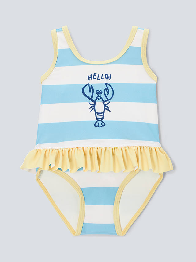 John Lewis ANYDAY Baby Lobster Stripe Swimsuit, Yellow/Multi