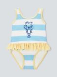John Lewis ANYDAY Baby Lobster Stripe Swimsuit, Yellow/Multi