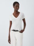 John Lewis Linen V-Neck T-Shirt, White