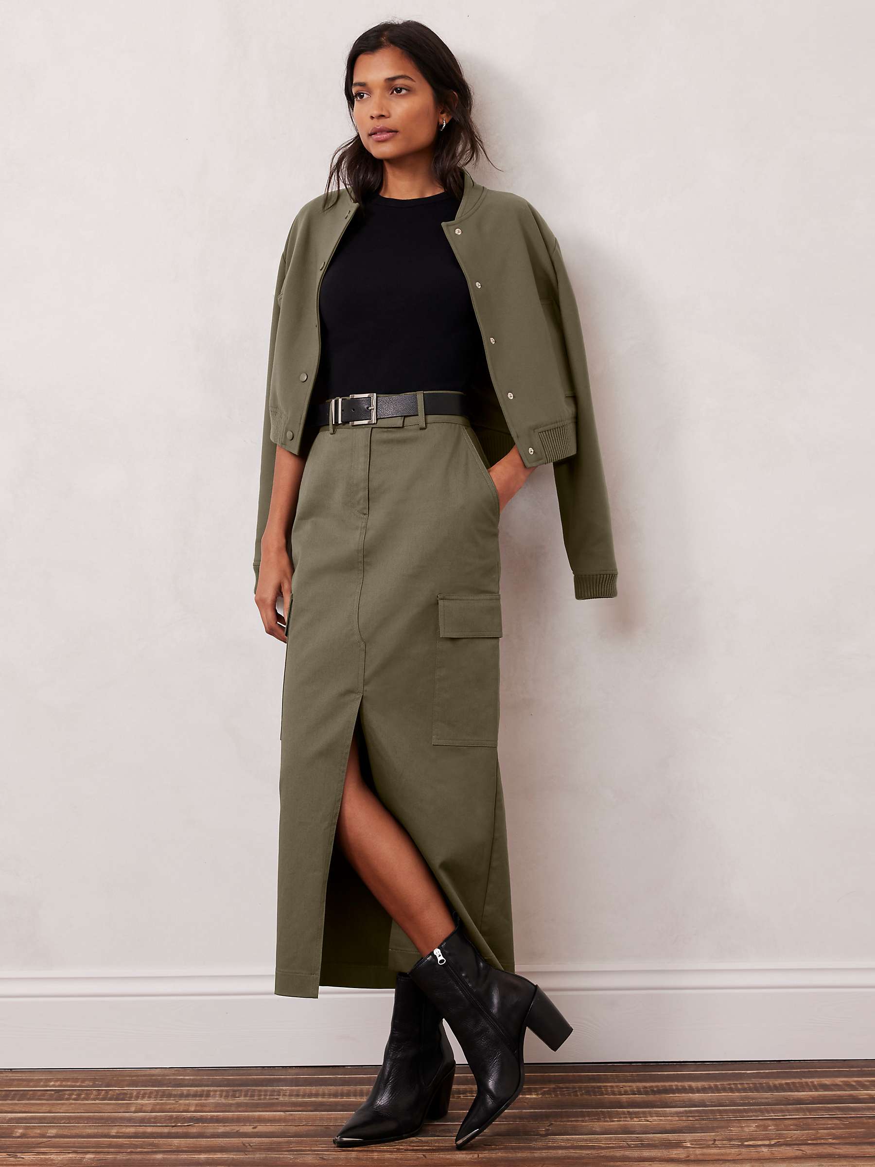Buy Mint Velvet Cotton Cargo Skirt, Khaki Online at johnlewis.com