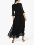 James Lakeland V-neck Chiffon Ruffle Maxi Dress, Black