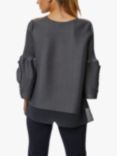 James Lakeland Rose Detail Sleeves Pleated Top, Charcoal