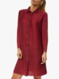 James Lakeland Pleated Side Button Shirt Dress, Burgundy