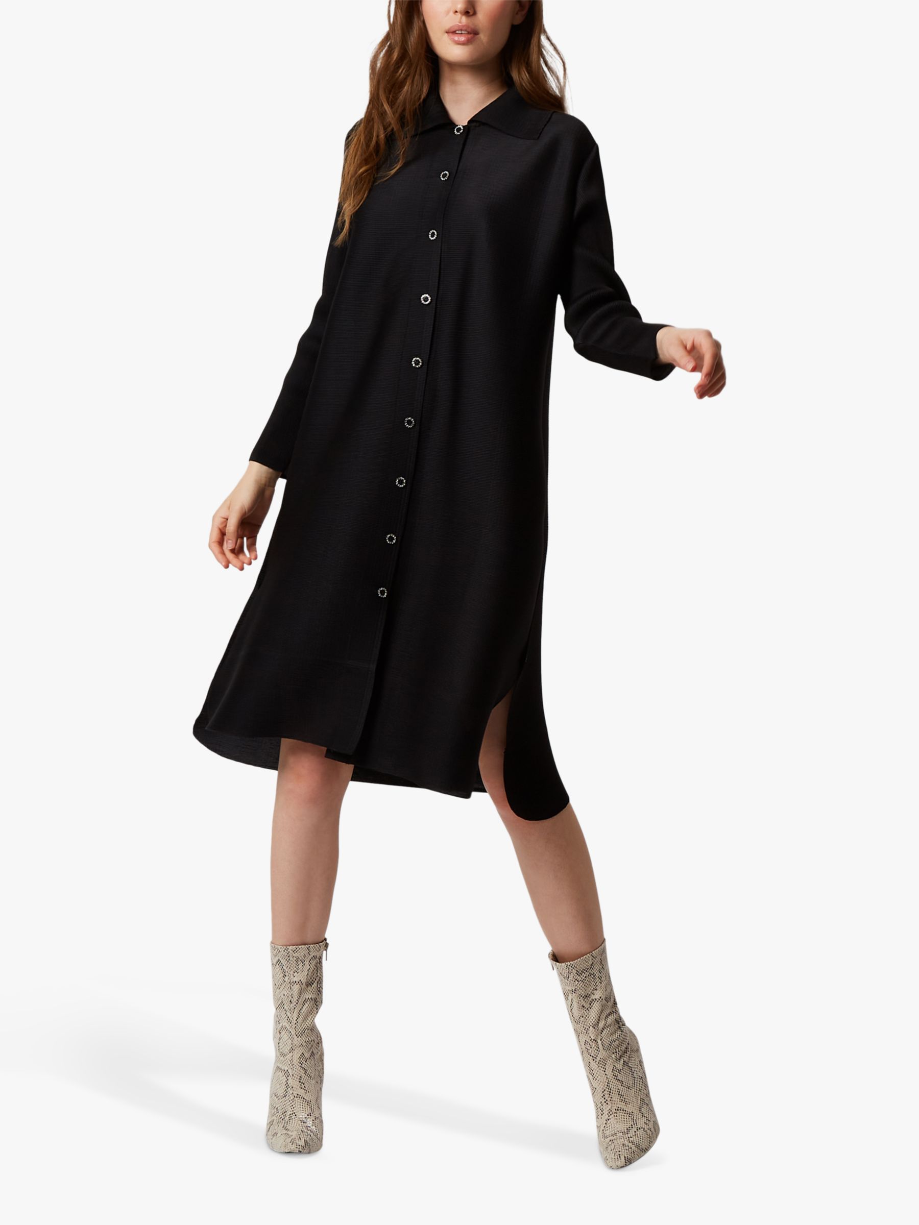 James Lakeland Pleated Side Button Shirt Dress