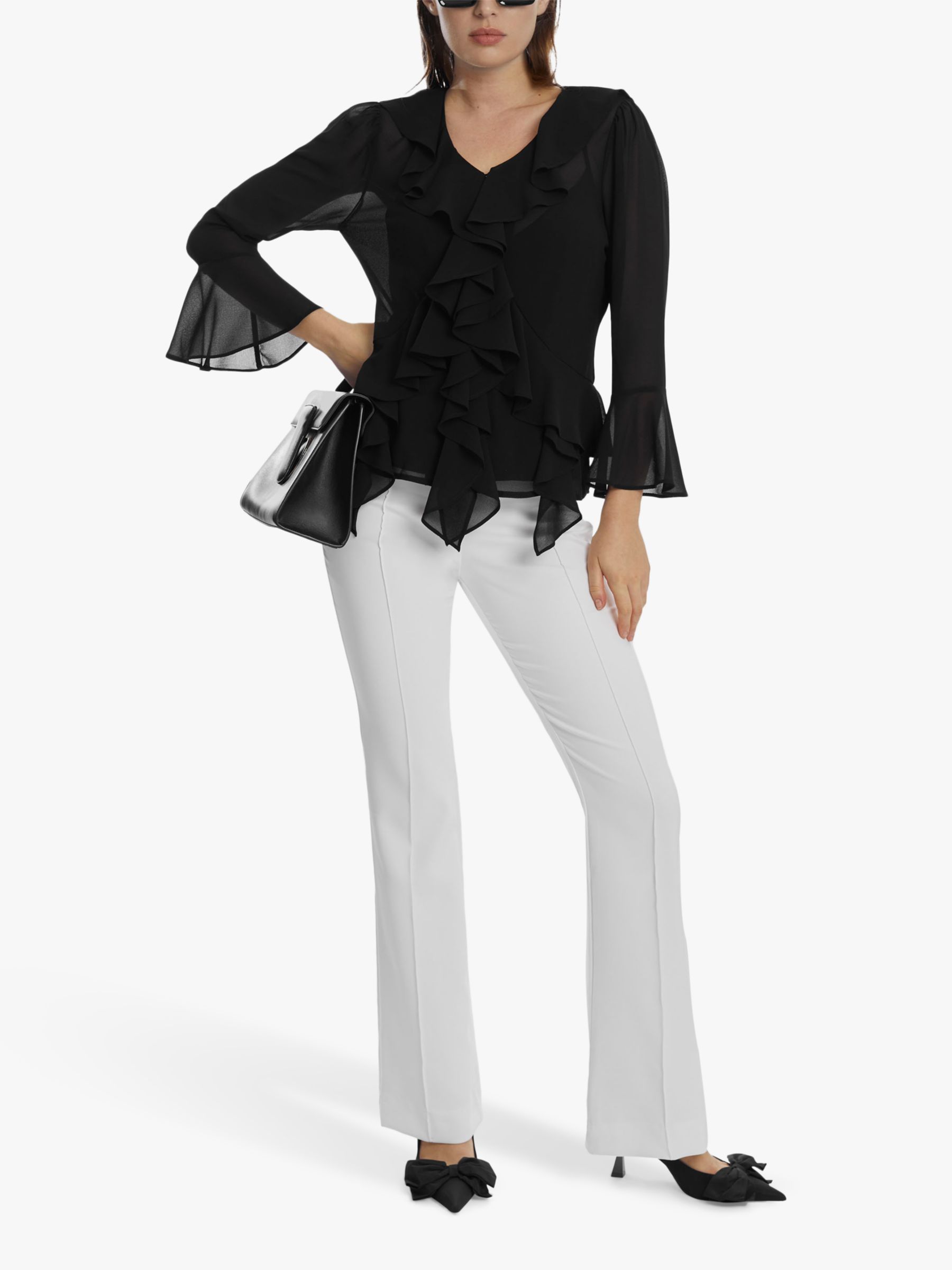 Black chiffon ruffle store blouse