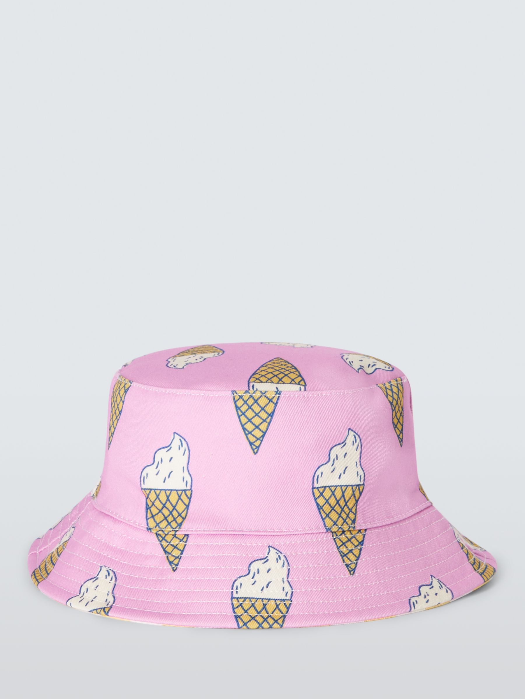 John Lewis ANYDAY Baby Reversible Ice Cream Bucket Hat, Pink, 12-24 months
