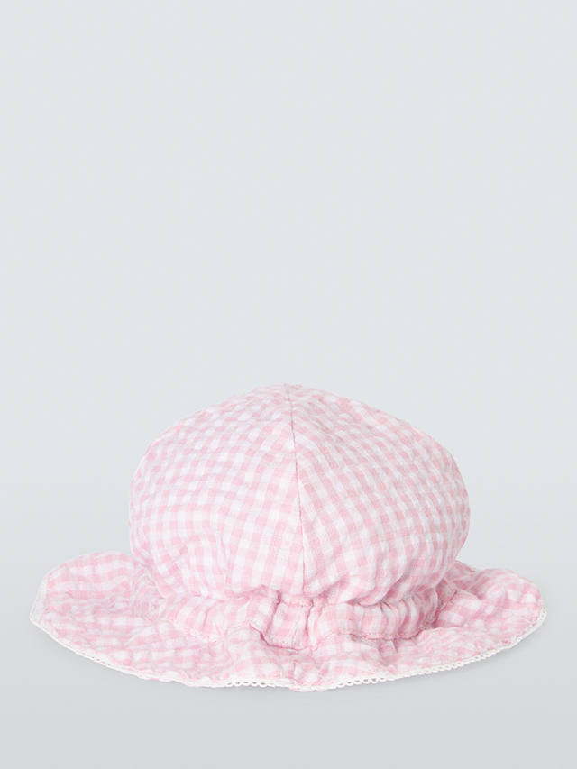 John Lewis Baby Gingham Sun Hat, Pink