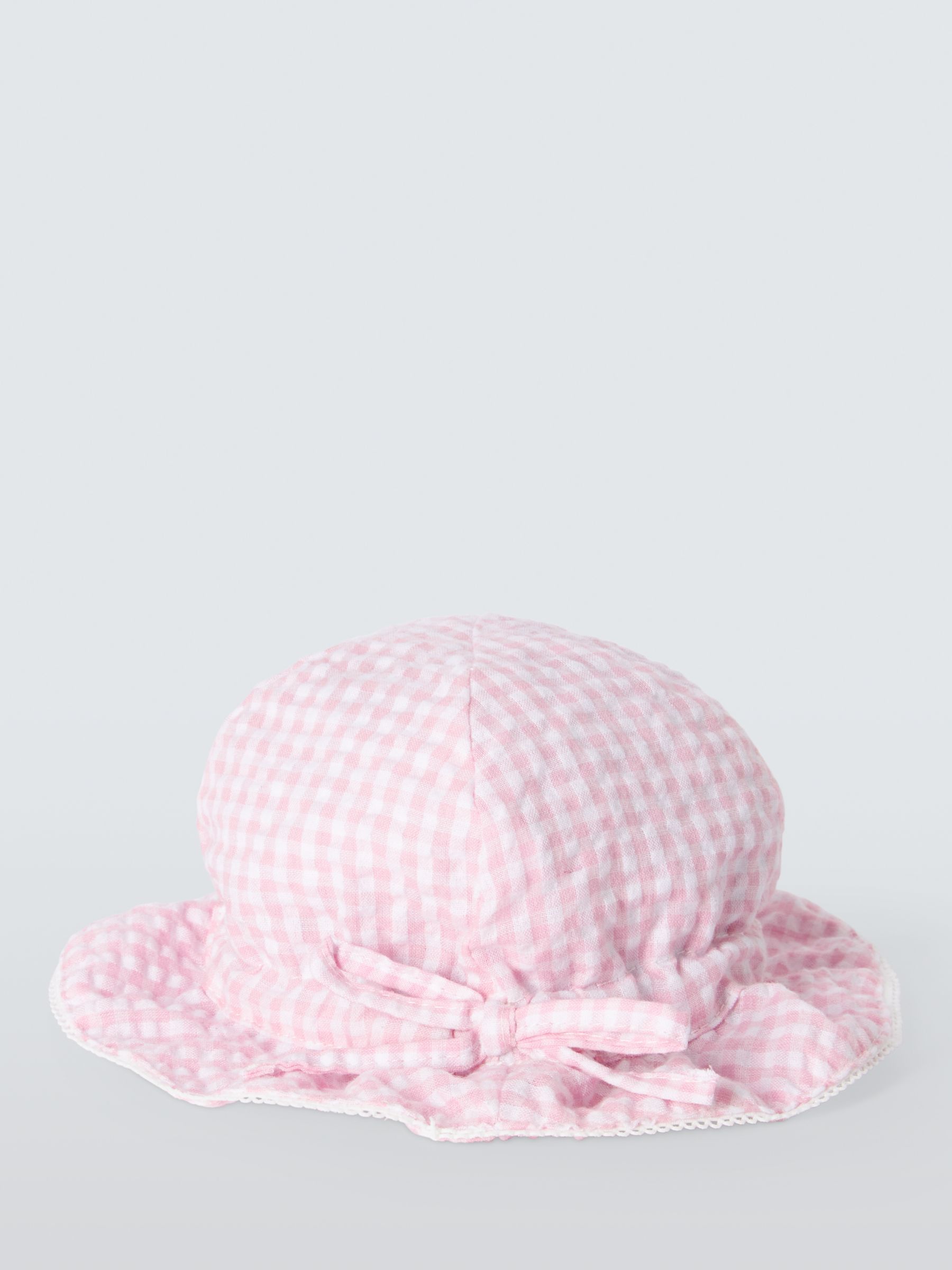 John Lewis Baby Gingham Sun Hat, Pink, 0-3 months