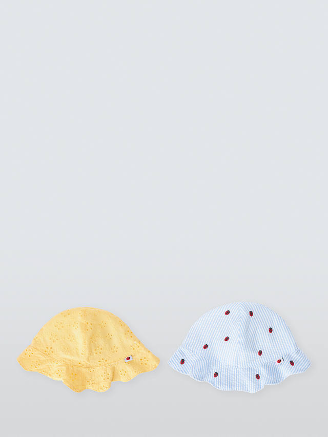 John Lewis Baby Broderie & Stripe Ladybird Sun Hats, Pack Of 2, Multi
