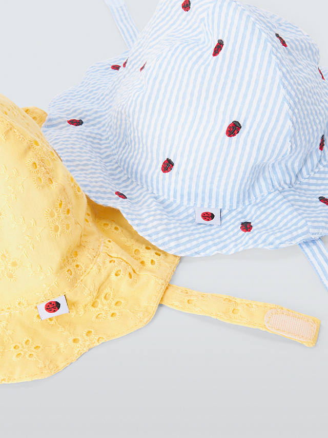 John Lewis Baby Broderie & Stripe Ladybird Sun Hats, Pack Of 2, Multi