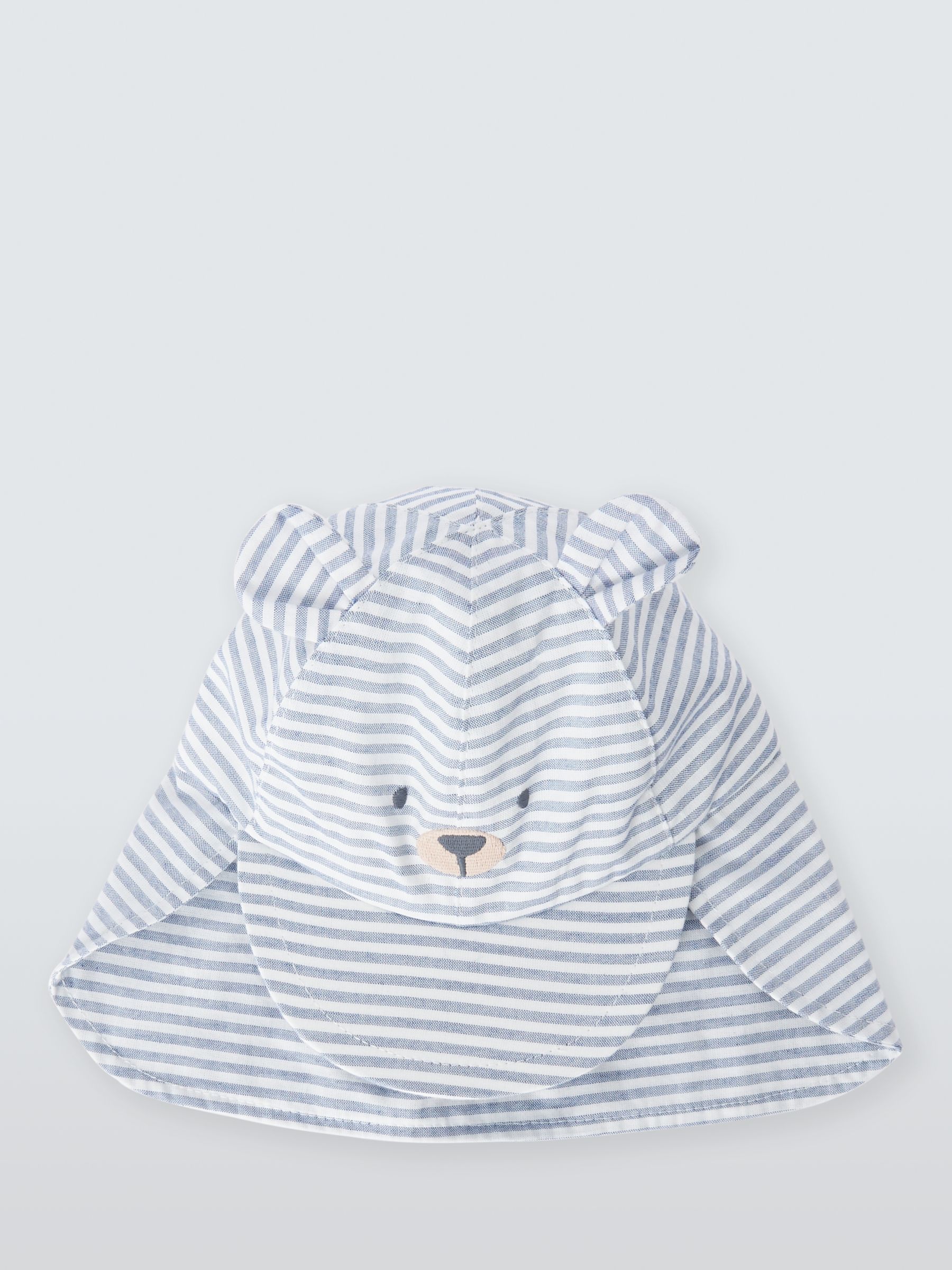 John Lewis Baby Bear Stripe Keppi Hat, Light Grey, 0-3 months