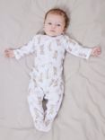 NAME IT Baby Organic Cotton Rabbit Print Sleepsuit, Bright White