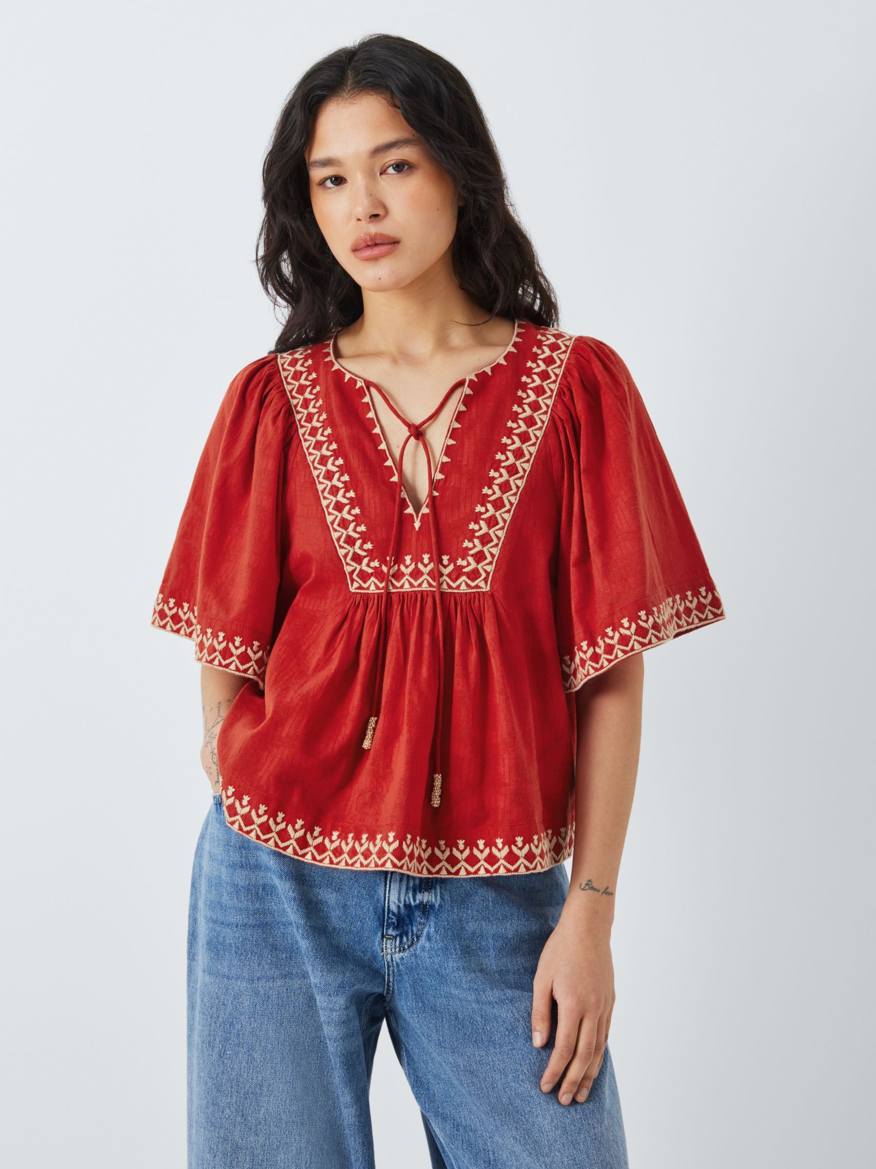 AND/OR Jaycee Embroidered Blouse, Rust, 6