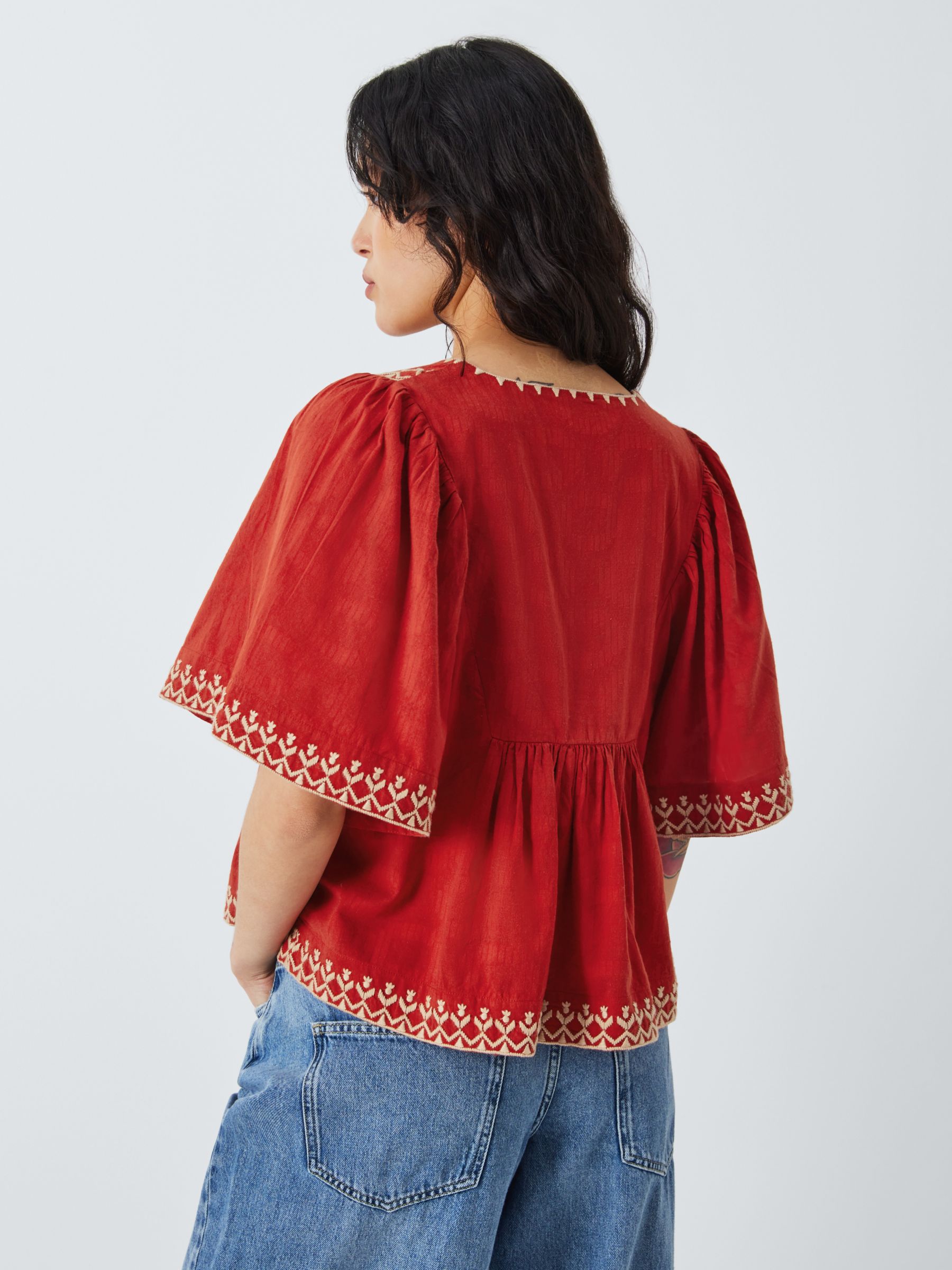 AND/OR Jaycee Embroidered Blouse, Rust, 6
