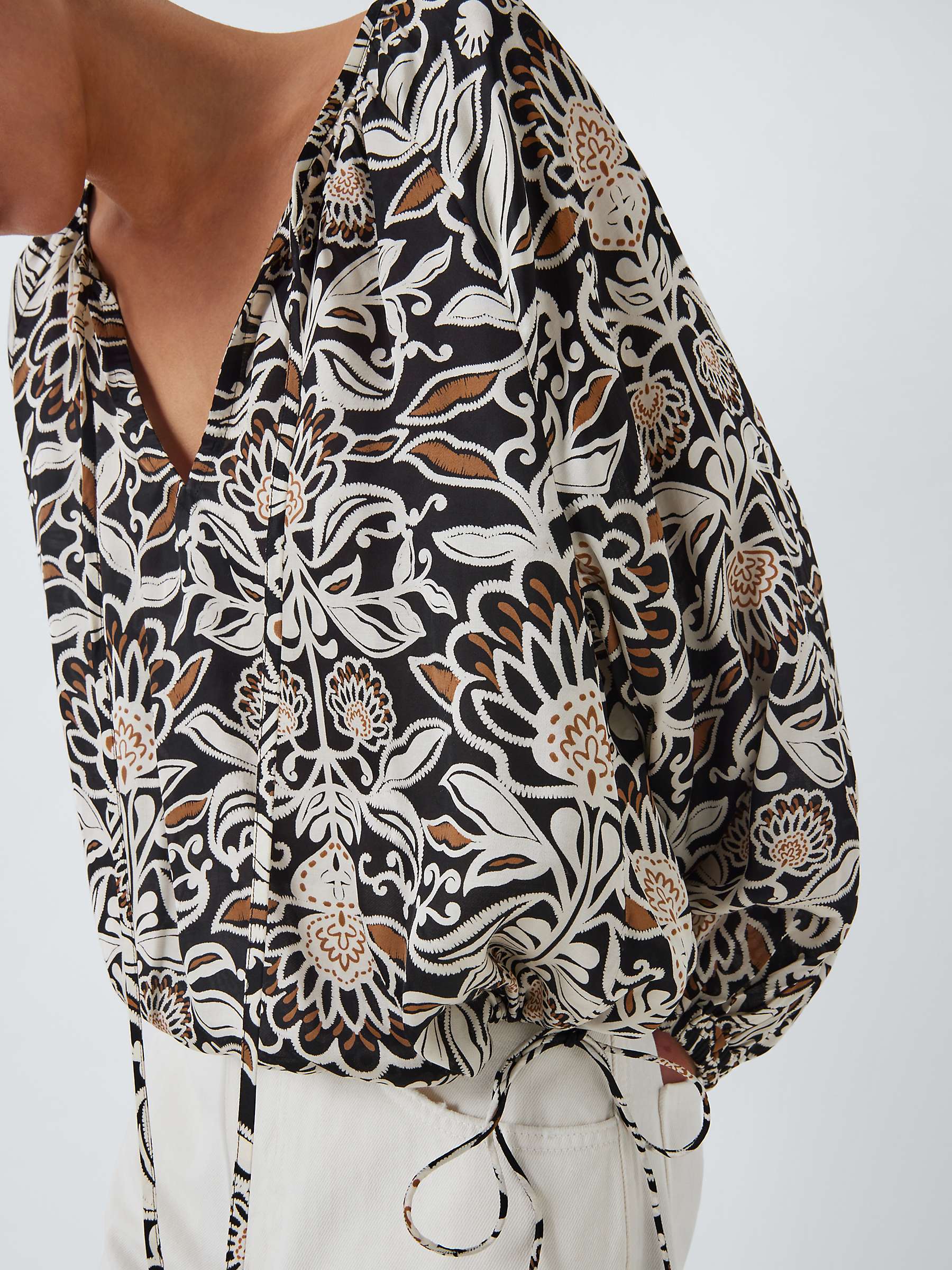 Buy AND/OR Dharna Floral Print Blouse, Black/Multi Online at johnlewis.com